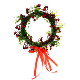 Maxbell Simulation Red Berries Leaves Flower Wreath Ring Xmas Home Door Wall Decor