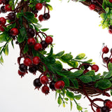 Maxbell Simulation Red Berries Leaves Flower Wreath Ring Xmas Home Door Wall Decor