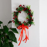Maxbell Simulation Red Berries Leaves Flower Wreath Ring Xmas Home Door Wall Decor