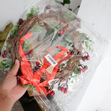 Maxbell Simulation Red Berries Leaves Flower Wreath Ring Xmas Home Door Wall Decor