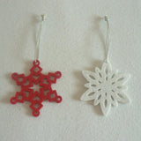 10pcs Christmas Fabric Snowflake Pendants Christmas Tree Ornaments Red