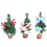 Mini Christmas Tree Wooden Base Christmas Table Centerpiece Decoration A