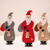 Christmas Felt Santa Claus Wooden Table Decoration Christmas Ornaments Grey