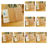 Max 6pcs Vintage DIY Dried Flower Kraft Paper Greeting Cards Tail Grass