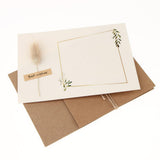 Max 6pcs Vintage DIY Dried Flower Kraft Paper Greeting Cards Tail Grass