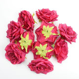 Max 10pcs Artificial Silk Rose Flower Heads Wedding Party Decoration Wine Red