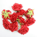 Max 10pcs Artificial Silk Rose Flower Heads Wedding Party Decoration Red