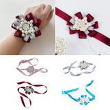 Max Bride Wrist Flowers Corsage Bracelet Hand Flower Wedding Costume Dusty Pink