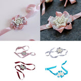 Max Bride Wrist Flowers Corsage Bracelet Hand Flower Wedding Costume Dusty Pink