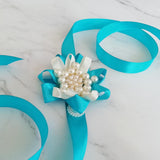 Max Bride Wrist Flowers Corsage Bracelet Hand Flower Wedding Costume Sky Blue