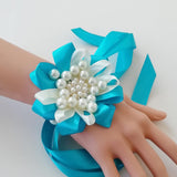 Max Bride Wrist Flowers Corsage Bracelet Hand Flower Wedding Costume Sky Blue