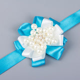 Max Bride Wrist Flowers Corsage Bracelet Hand Flower Wedding Costume Sky Blue