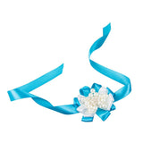 Max Bride Wrist Flowers Corsage Bracelet Hand Flower Wedding Costume Sky Blue