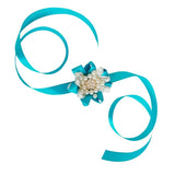 Max Bride Wrist Flowers Corsage Bracelet Hand Flower Wedding Costume Sky Blue