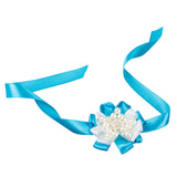 Max Bride Wrist Flowers Corsage Bracelet Hand Flower Wedding Costume Sky Blue