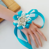 Max Bride Wrist Flowers Corsage Bracelet Hand Flower Wedding Costume Sky Blue