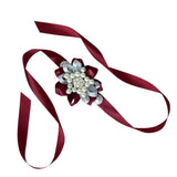 Max Bride Wrist Flowers Corsage Bracelet Hand Flower Wedding Costume Wine Red