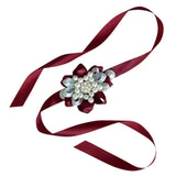 Max Bride Wrist Flowers Corsage Bracelet Hand Flower Wedding Costume Wine Red