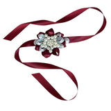 Max Bride Wrist Flowers Corsage Bracelet Hand Flower Wedding Costume Wine Red