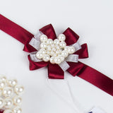 Max Bride Wrist Flowers Corsage Bracelet Hand Flower Wedding Costume Wine Red