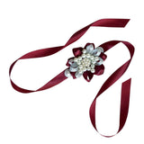Max Bride Wrist Flowers Corsage Bracelet Hand Flower Wedding Costume Wine Red