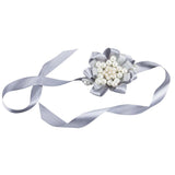 Max Bride Wrist Flowers Corsage Bracelet Hand Flower Wedding Costume Silver Gray