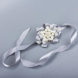 Max Bride Wrist Flowers Corsage Bracelet Hand Flower Wedding Costume Silver Gray
