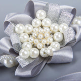 Max Bride Wrist Flowers Corsage Bracelet Hand Flower Wedding Costume Silver Gray