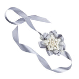 Max Bride Wrist Flowers Corsage Bracelet Hand Flower Wedding Costume Silver Gray