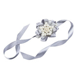 Max Bride Wrist Flowers Corsage Bracelet Hand Flower Wedding Costume Silver Gray