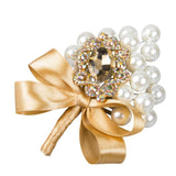 Max Wedding Boutonniere Corsage Bride Groom Pearl Flower Lapel Pins Champagne