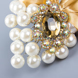 Max Wedding Boutonniere Corsage Bride Groom Pearl Flower Lapel Pins Champagne