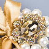 Max Wedding Boutonniere Corsage Bride Groom Pearl Flower Lapel Pins Champagne
