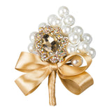 Max Wedding Boutonniere Corsage Bride Groom Pearl Flower Lapel Pins Champagne