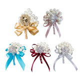 Max Wedding Boutonniere Corsage Bride Groom Pearl Flower Lapel Pins Champagne