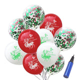 Maxbell  10pcs Confetti Elk Latex Balloon Set Christmas Party Decor 12in White Red