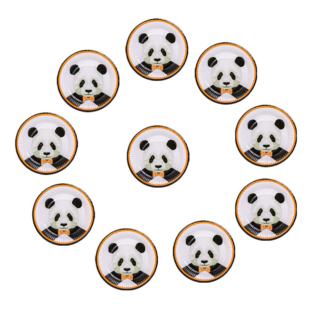 Maxbell 10Pcs Panda Paper Party Plates Cups Birthday Wedding Tableware 10Pcs Paper Plates