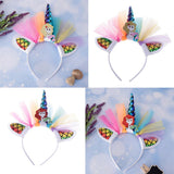 Max Unicorn Horn Mermaid Tulle Headband Adult Kids Cosplay Party Fancy Dress Red