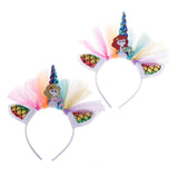 Max Unicorn Horn Mermaid Tulle Headband Adult Kids Cosplay Party Fancy Dress Red