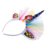 Max Unicorn Horn Mermaid Tulle Headband Adult Kids Cosplay Party Fancy Dress Red