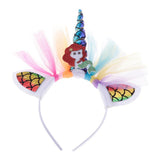 Max Unicorn Horn Mermaid Tulle Headband Adult Kids Cosplay Party Fancy Dress Red