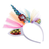 Max Unicorn Horn Mermaid Tulle Headband Adult Kids Cosplay Party Fancy Dress Red
