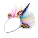 Max Unicorn Horn Mermaid Tulle Headband Adult Kids Cosplay Party Fancy Dress Red
