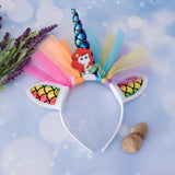 Max Unicorn Horn Mermaid Tulle Headband Adult Kids Cosplay Party Fancy Dress Red