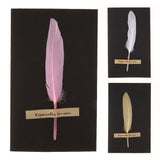 Max 10pcs Handmade Feather Greeting Thank You Cards Wedding Birthday White