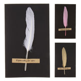 Max 10pcs Handmade Feather Greeting Thank You Cards Wedding Birthday White
