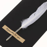 Max 10pcs Handmade Feather Greeting Thank You Cards Wedding Birthday White
