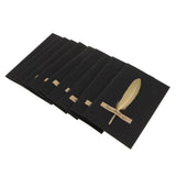 Max 10pcs Handmade Feather Greeting Thank You Cards Wedding Birthday Champagne