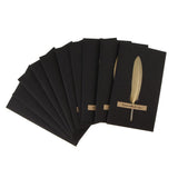 Max 10pcs Handmade Feather Greeting Thank You Cards Wedding Birthday Champagne