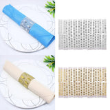 Maxbell 20pcs Rhinestone Napkin Rings Adornment For Wedding Party Gold